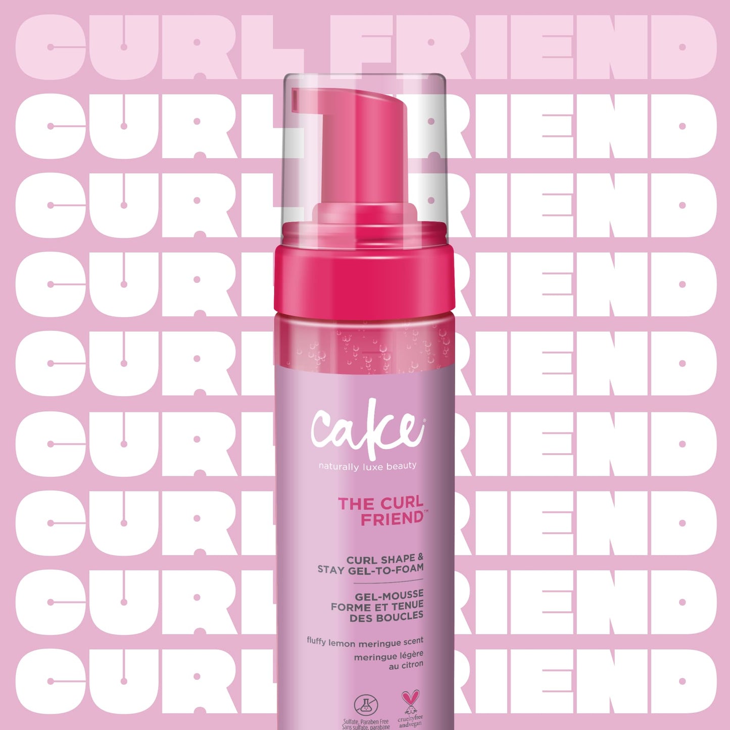 Cake Beauty Gel-to-Foam Styler, The Curl Friend - Volumizing & High Hold Gel to Foam - Flake Free Frizz Control - Infused with C