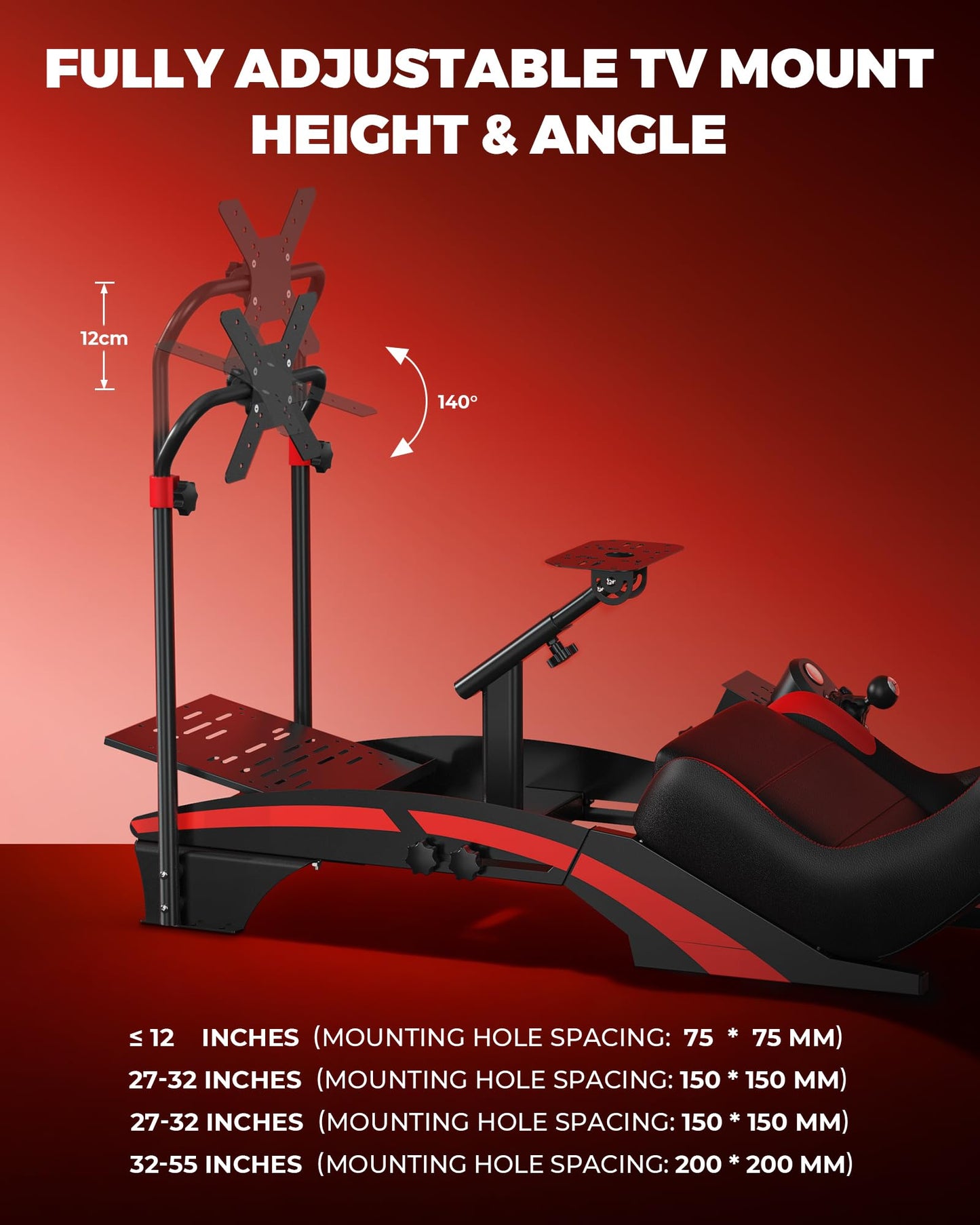 RACGTING F1-Style Racing Simulator Cockpit with Integrated TV Mount, Adjustable Formula Driving Position for Advanced Sim Racers, Compatible with Logitech, Thrustmaster & Fanatec