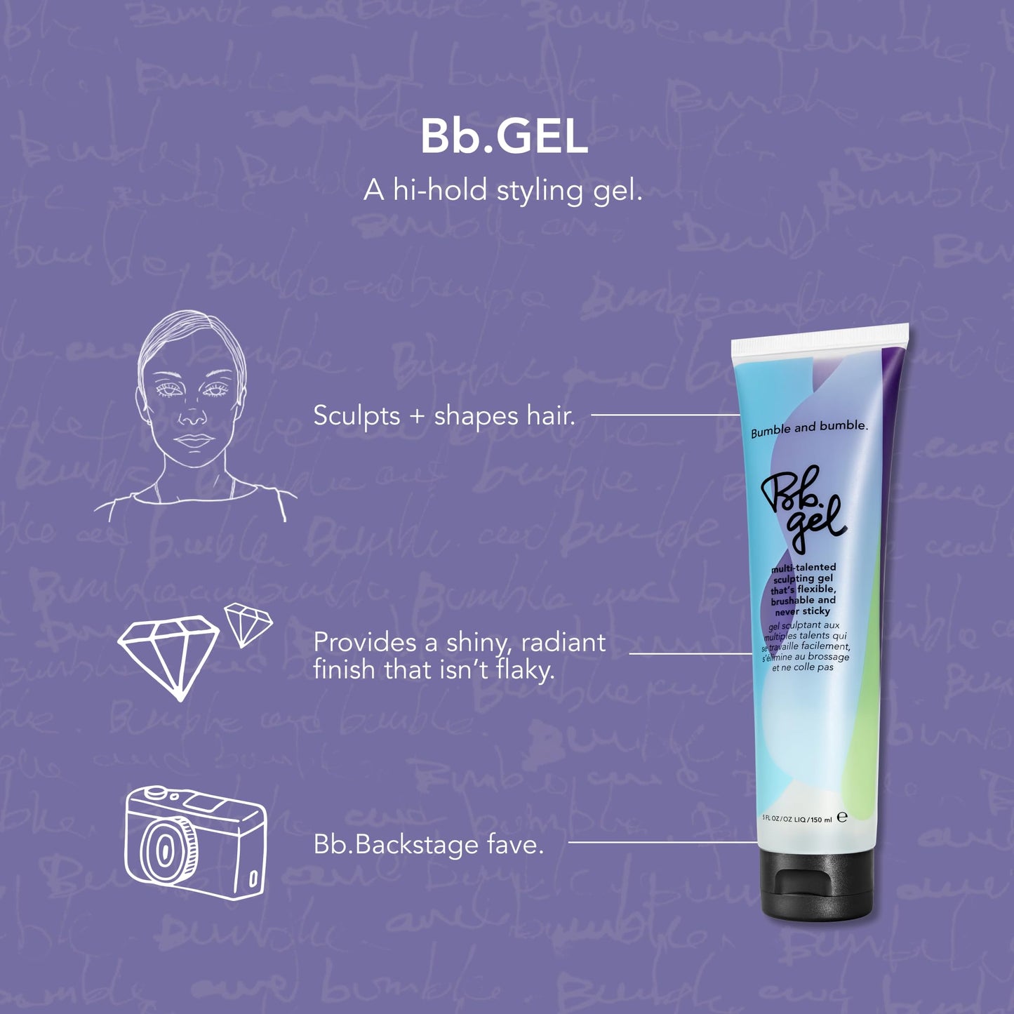 Bumble and bumble. Hair Gel Sculpting Medium | Flexible + Brushable | Shine | Curly, Wavy, Straight, 5 Fl Oz