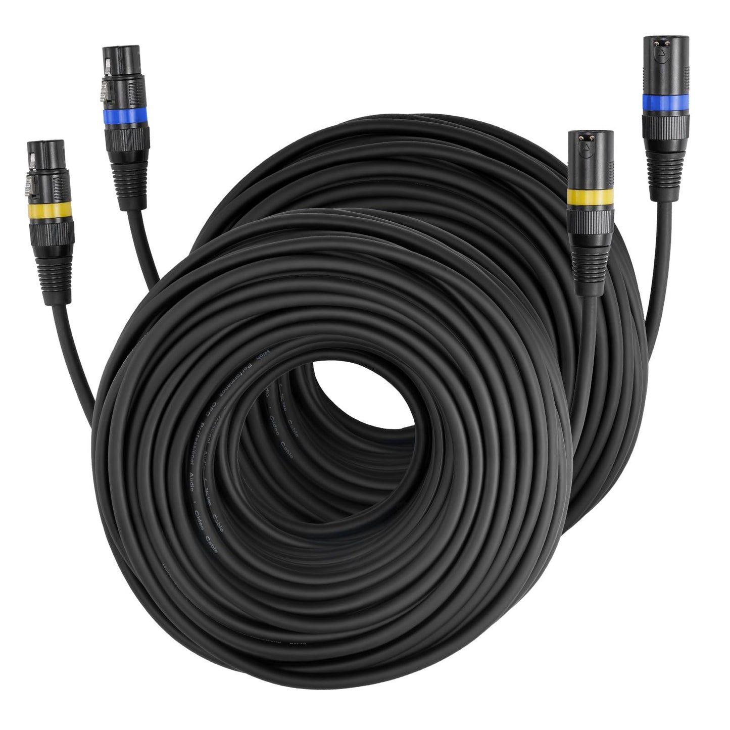 Vevor Xlr Cable 100 Ft, 2 Pack, Shielded Balanced Dmx Male To Female Microphone Cables, Gold-Plated 3-Pin Xlr Mic Speaker Cord W