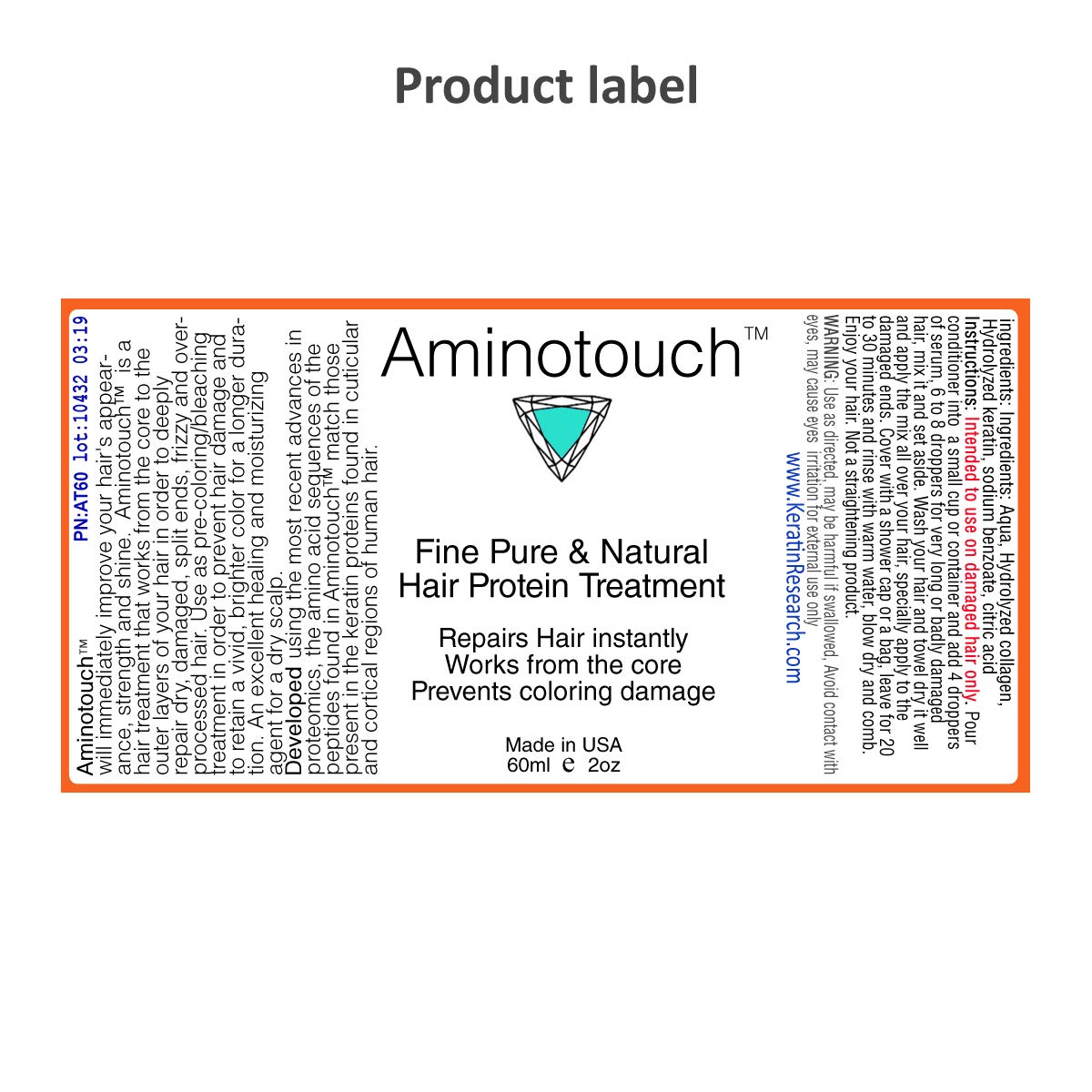 Aminotouch Natural Pure Protein Treatment - Collagen and Keratin Rescue Shot for Long Hair Growth, Damage Repair, Split Ends Pre