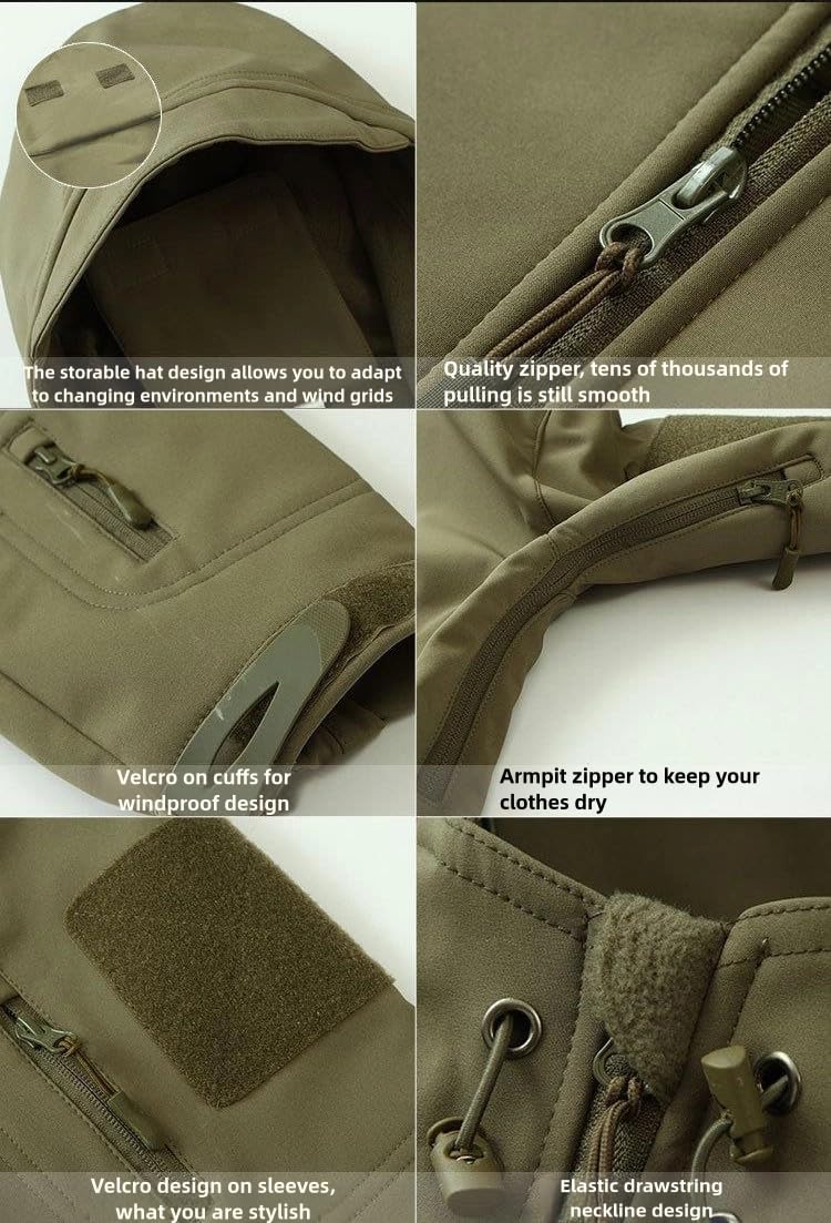 Men's Tactical Jacket and Pants Set Military Hunting ACU Uniform 2PC Apparel Suit Multiple Pockets（Khaki XXL
