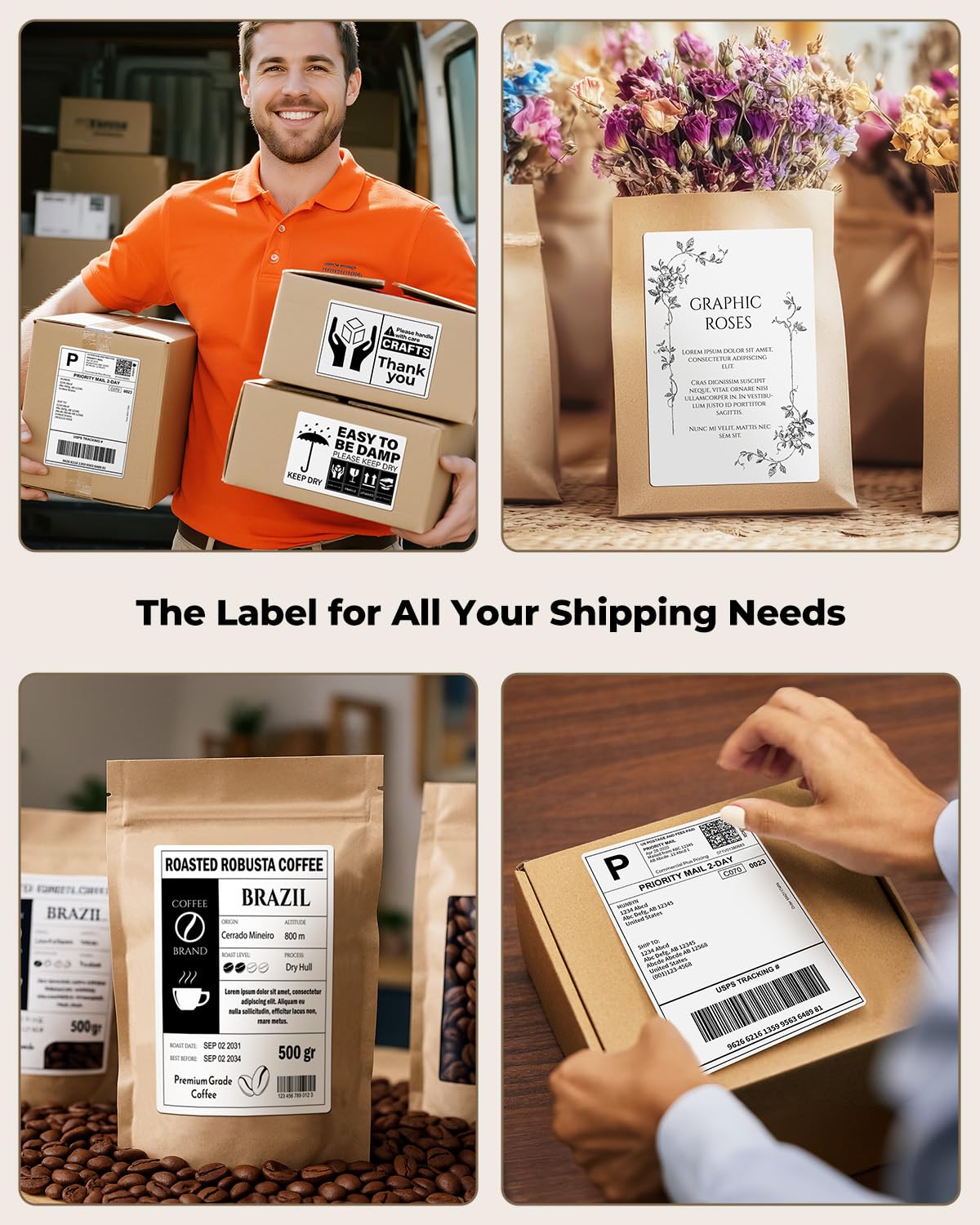 MUNBYN 4"x6" Direct Thermal Printer Label, Shipping Labels Compatible with Rollo, Jadens, Nelko, DYMO 4XL 1744907,1755120, 220 Sheets/Roll