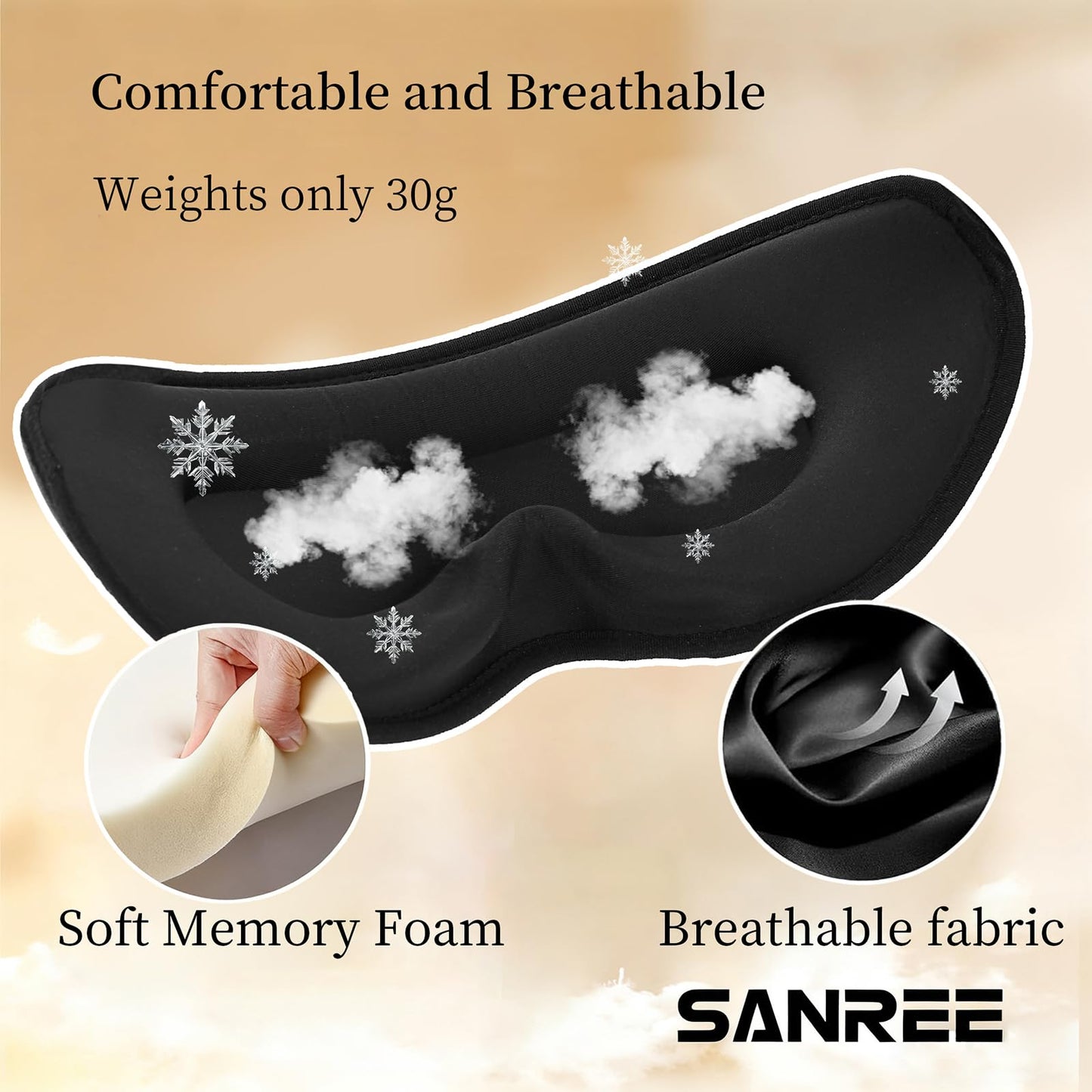 Sleep Mask for Side Sleeper Women Men,Blackout Eye Masks for Sleep,3D Contoured Sleeping Mask,Breathable Adjustable Eye Cover Blindfold with lash Extensions for Trave,Nap,Night Work