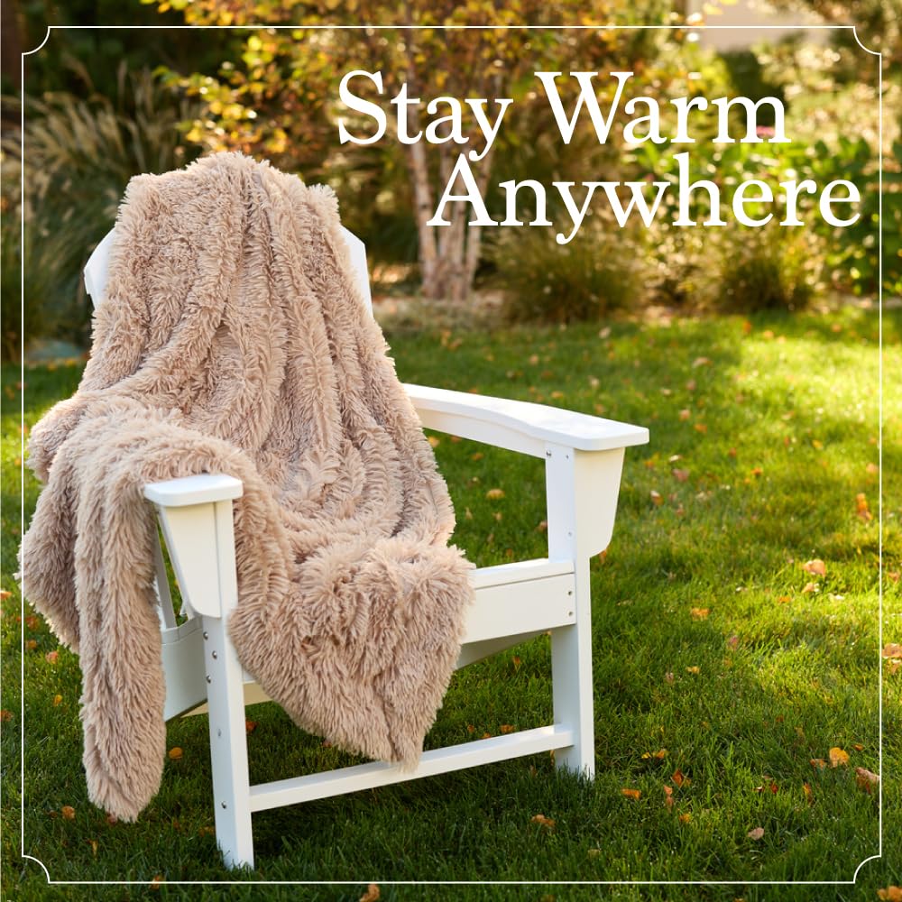 The Connecticut Home Co Throw Blanket Soft Fluffy Room Decor, Cozy Warm Throws for Bed, Couch, Gifts for Women, Bedroom Cute Aesthetic Blankets Shag and Sherpa, 65x50, Dusty Rose