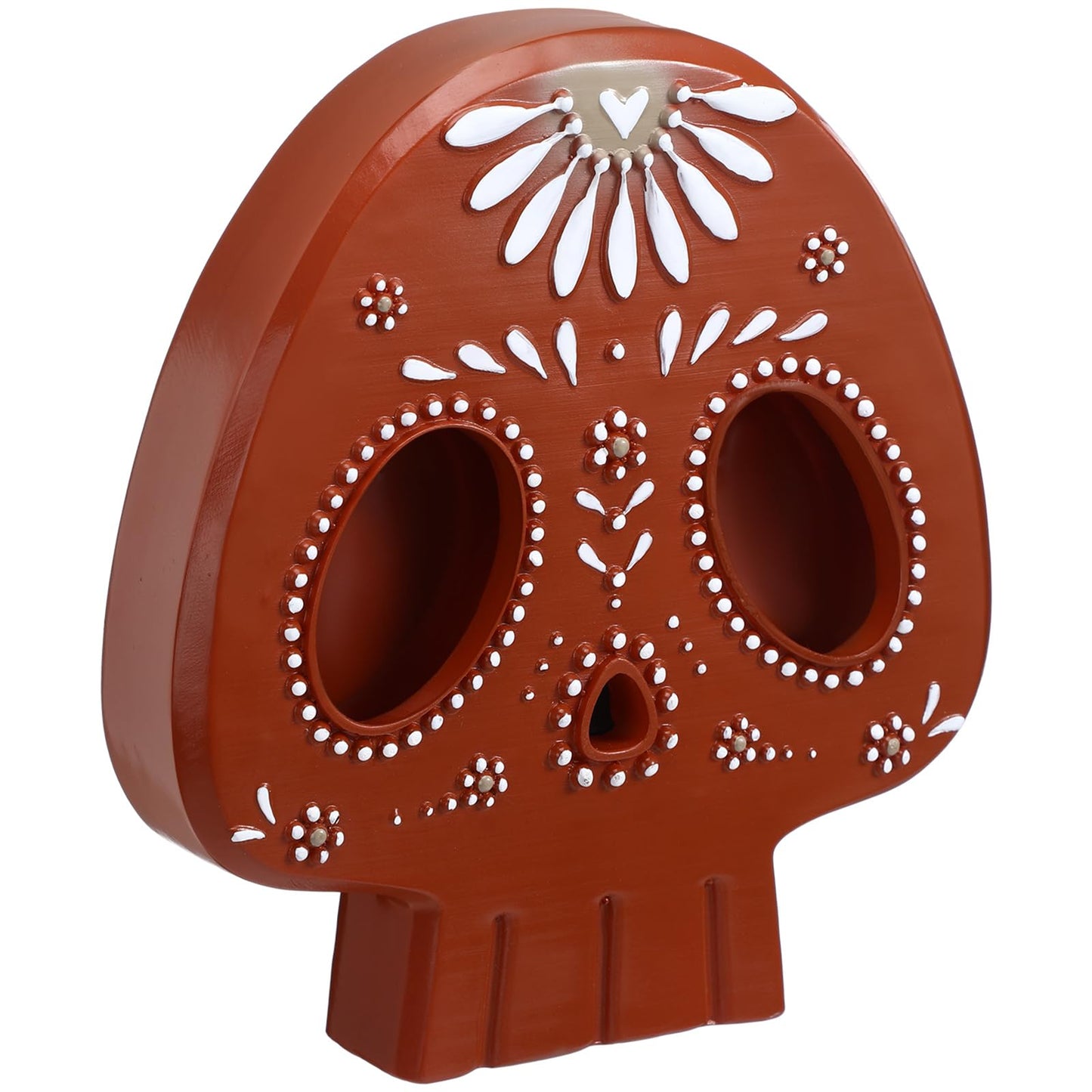 Mexican Skull Table Decor 7.9 Inch Day of The Dead Sugar Skull Dia De Los Muertos Figurines Skeleton Statue Resin Table Centerpiece Ornaments for Halloween Tabletop Mantel Home Decoration Indoor