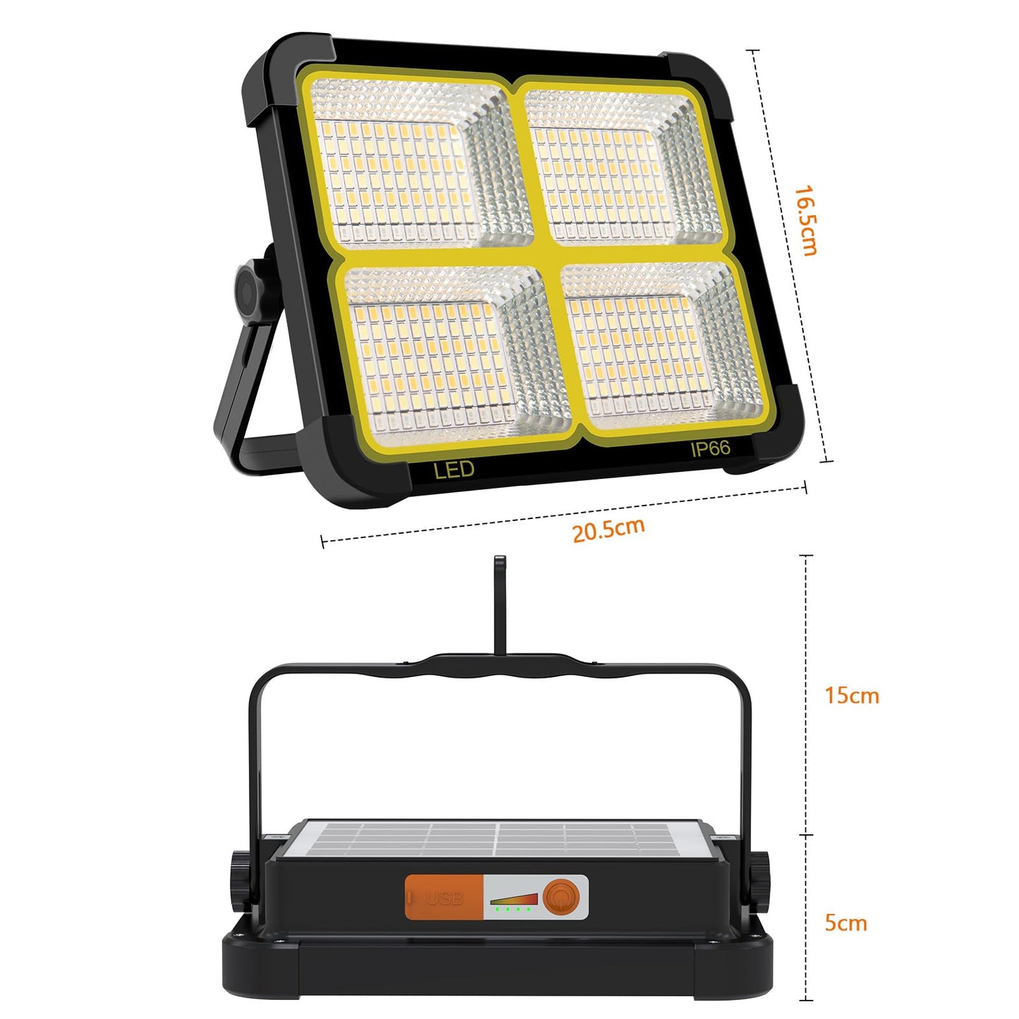 CosyEasy Portable LED Work Solar Light 100W 16500mAh 10000 LM with Stepless Brightness Job Site Battery Rechargeable LED Floor Light for Emergency Worklight for Hurricane (Black(Remote))