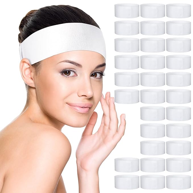 Waydress 140 Pieces Disposable Spa Facial Headbands with Convenient Closure, Stretch Facial Headwraps Soft Skin Care Hair ...