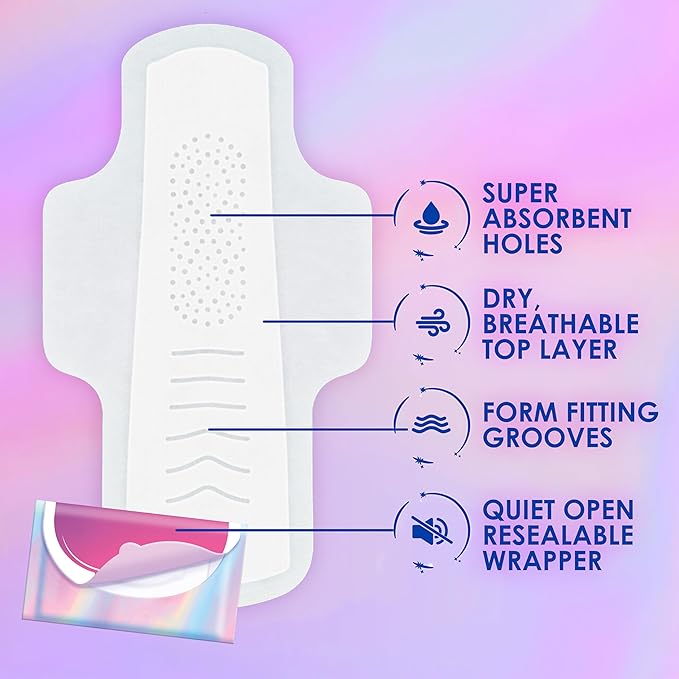Always Pocket Flexfoam Pads, Size 1, Regular, with Wings, 22 Count