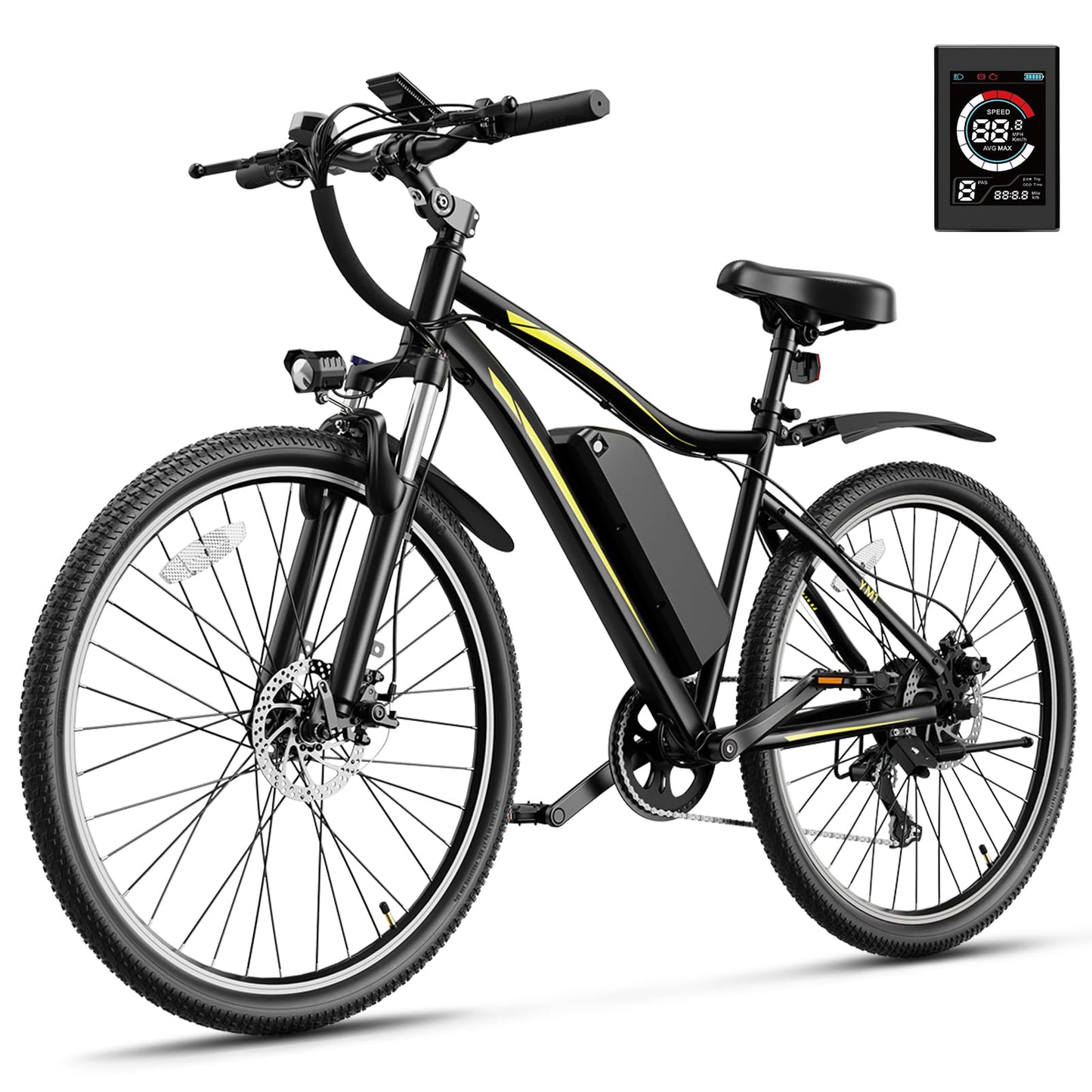 Heybike Electric Bike for Adults, 750W Peak Brushless Motor, up to 50Miles, 22mph Max Speed Electric Mountain Bike, 480WH Removable Battery Ebike, 27.5'' Tires, 7-Speed and Front Suspension
