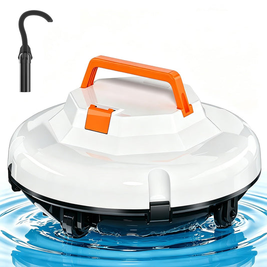 2026 NEW Cordless Robotic Pool Cleaner, Automatic Robotic Pool Vacuum Cleaner with Dual Motors, 130mins Runtime & Auto Docking Pool Vacuum Robot for Inground Pools Up to 1100 Sq.Ft, JQR-V201, White