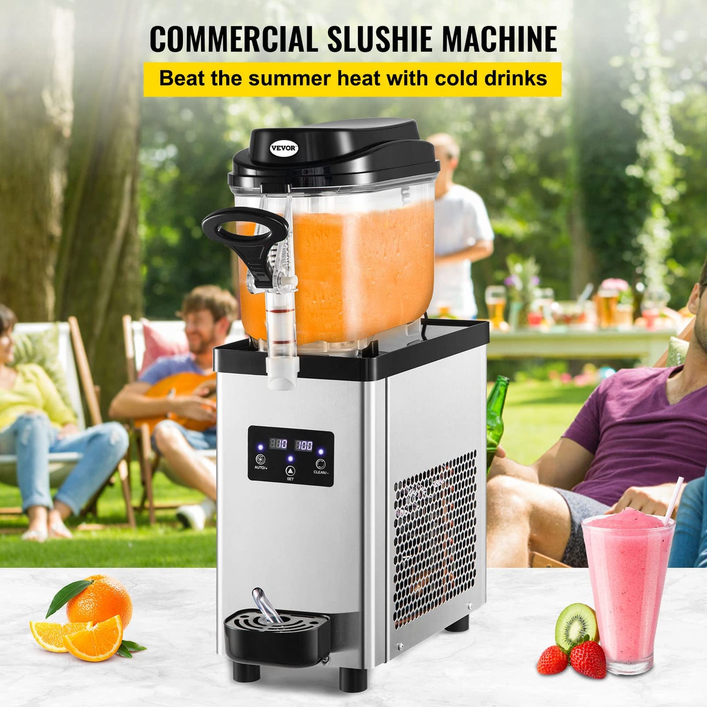 VEVOR Slushie Machine, Slushy Machine 6L/1.6 Gal 25 Cups Single-Bowl, 300W Frozen Drink maker, Stainless Steel Margarita Smoothie Machine, Slushie Machine for Cafes Restaurants Bars Home Use