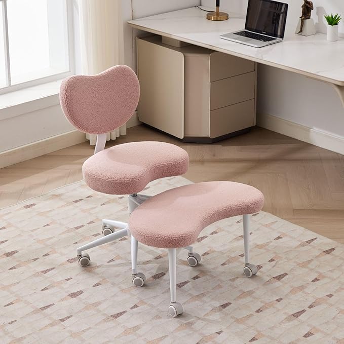 Meditation Chair Plus Teddy Pink Upgrade Version Home Office Solution Flexible Design for Fidgety Sitters Comfortable and Adjustable