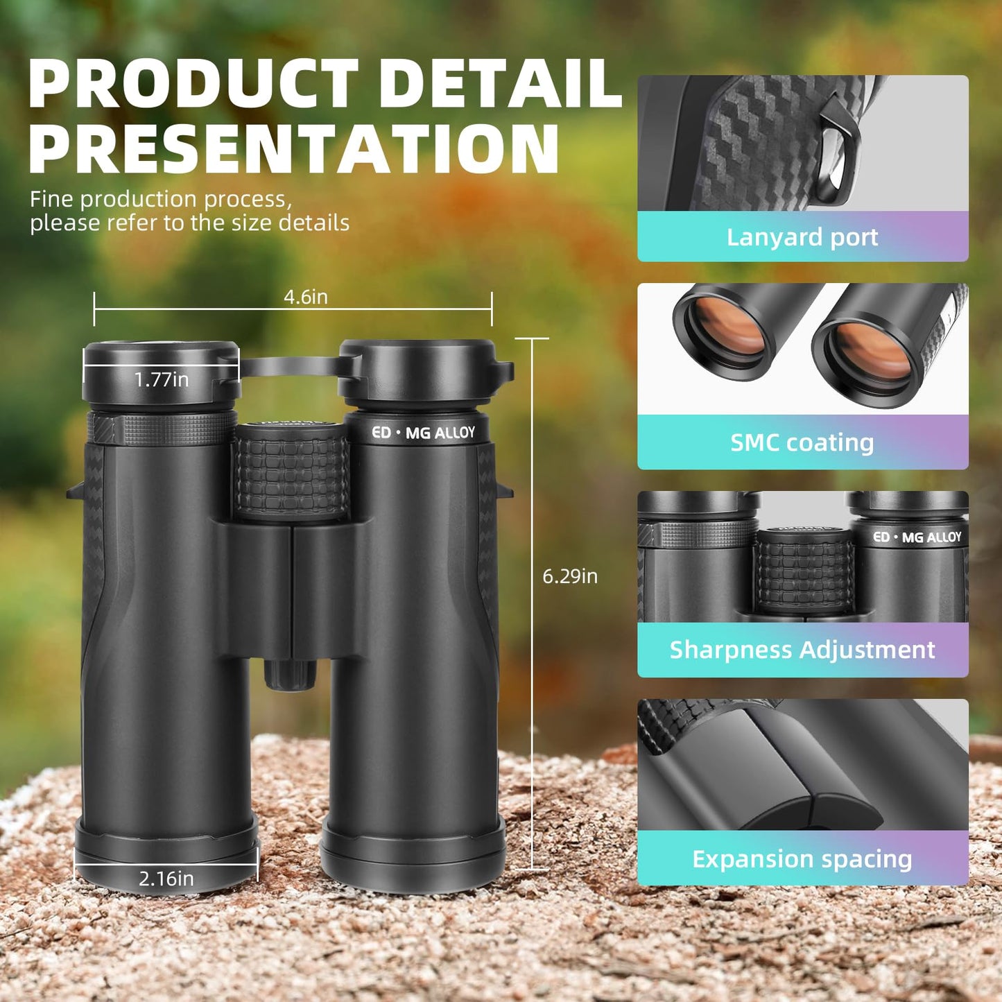 Premium ED HD Binoculars 8x42 for Adults, Waterproof & Fogproof with Magnesium Alloy Body, BAK4 Prism - High Power Binoculars for Bird Watching, Hunting, Travel & Outdoor Sports, Compact
