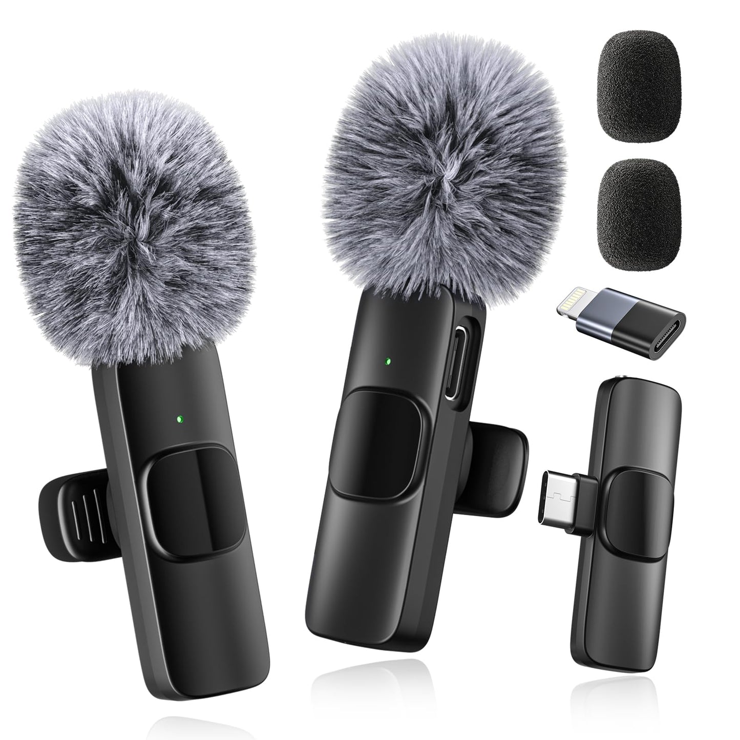 Professional Wireless Microphone for iPhone,iPad,Android, Lavalier Lapel Mic for Video Recording, Mini Mic Crystal Clear Recordi