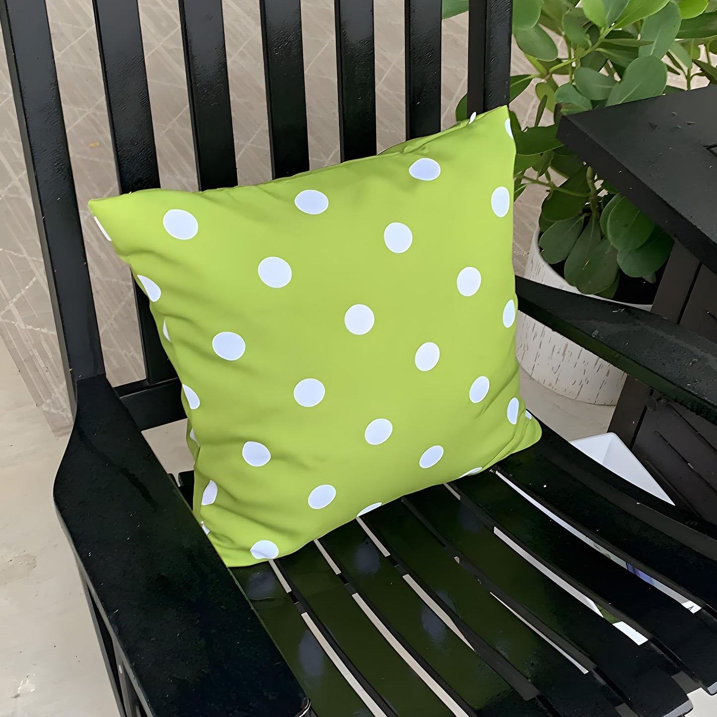 Poise3EHome Outdoor Throw Pillow Covers Set of 2 Waterproof Decorative Pillow Covers for Living Room, Couch, Patio, Spring, 18X18 Inches, Green Polka Dot