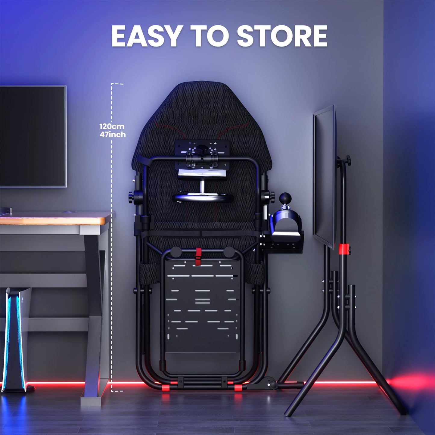 DIWANGUS Racing Simulator Cockpit with TV Stand, Foldable Racing Wheel Stand with TV Mount and Seat, Sim Racing Cockpit Compatible with Logitech G29/920/923/27/25, Thrustmaster T248/X/T300RS/T150/458/TX for Xbox PS4 PS5