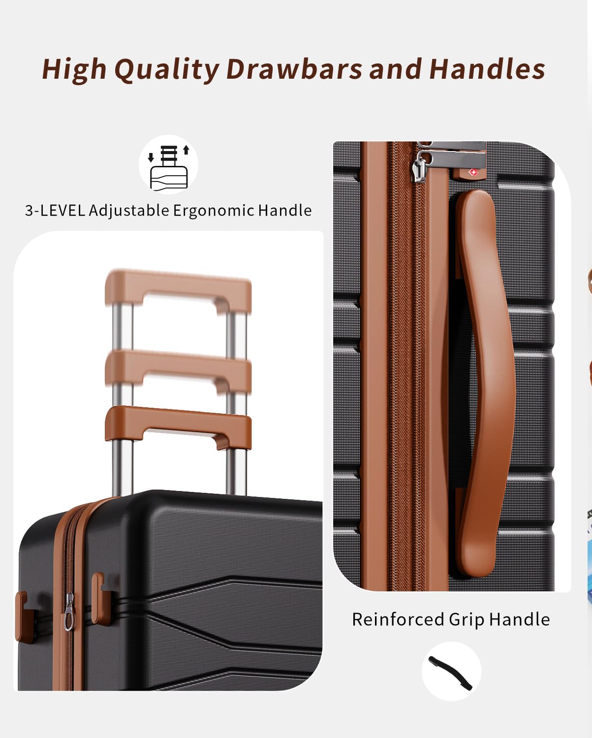 voyzap 3 Piece Luggage Set, 20/24/28 Inch Expandable Luggage Sets with Spinner Wheels, ABS+PC Hardshell Suitcases, Suitcase Set with Double-Layer Explosion Zipper, TSA Lock