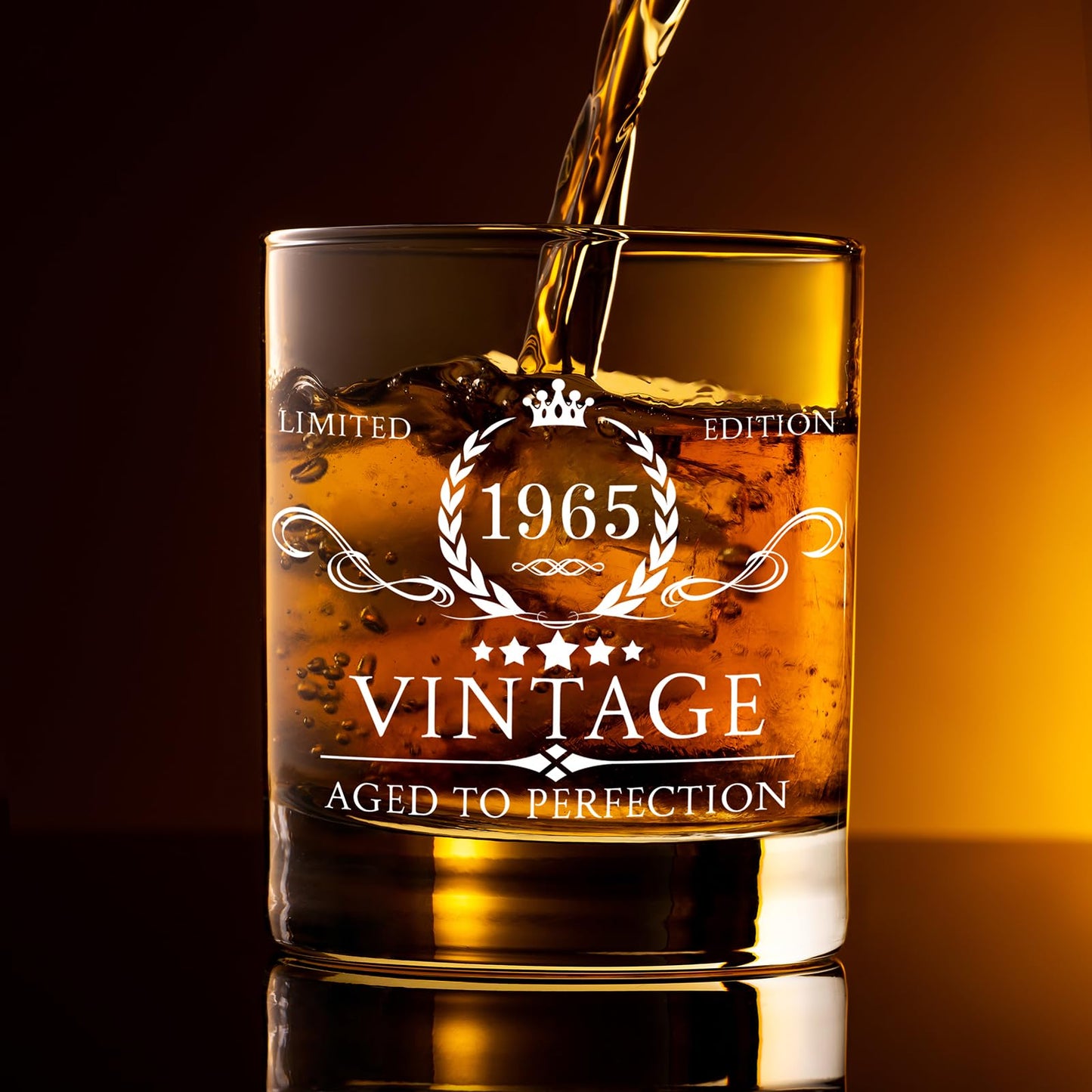 60th Birthday Gifts for Men Whiskey Glass Set - 60th Birthday Decorations, Party Supplies - 60 Year Anniversary, Bday Gifts Ideas for Him, Dad, Husband, Friends - Wood Box & Whiskey Stones & Coaster