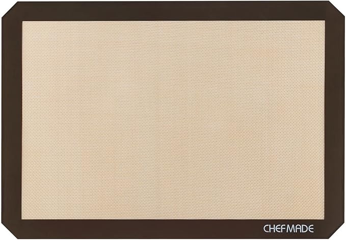 CHEFMADE 17-Inch Silicone Baking Mat with Measurements, Non-stick Heat Resistant Rolling Dough Mat, for Pastry,Pizza, Fondant and Pie Crust Making 11.7" x 16.7" (Brown)