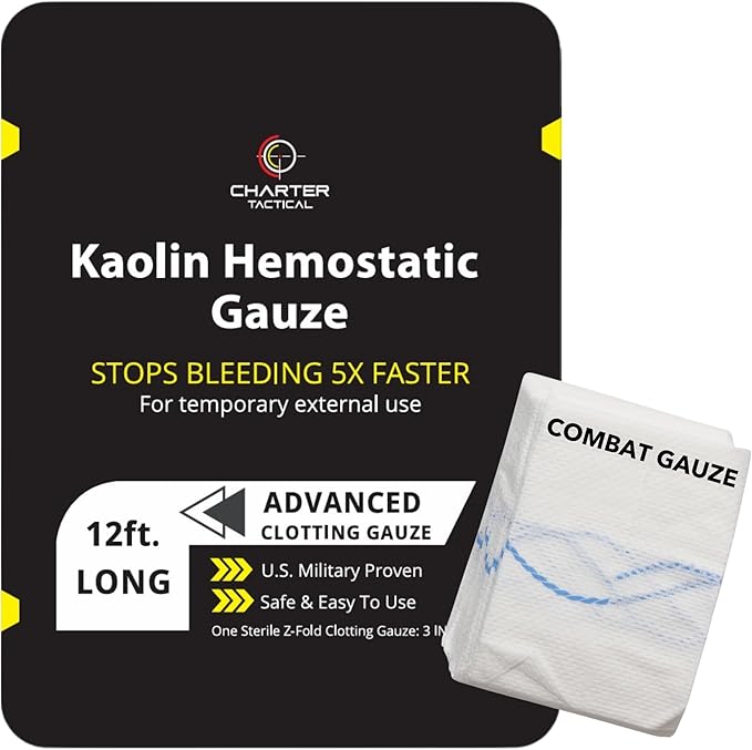 First Aid Advanced Quick Clotting Combat Gauze - Flexible Hemostatic Gauze - to Stop The Bleed kit Faster Wound Packing wi...
