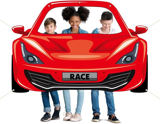 Race Car Birthday Party Decorations Racing Car Party Photo Booth Props Car Themed Photography Banner Backdrop Fabric Backg...
