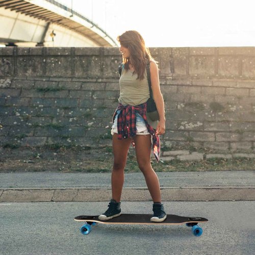 TLHB Longboard Skateboard, 41 Inch Drop Through Longboard Complete 9-Ply Nature Maple Premium Cruiser Long Board for Adults, Teens and Kids - High-Speed Bearings & T-Tool-Pink