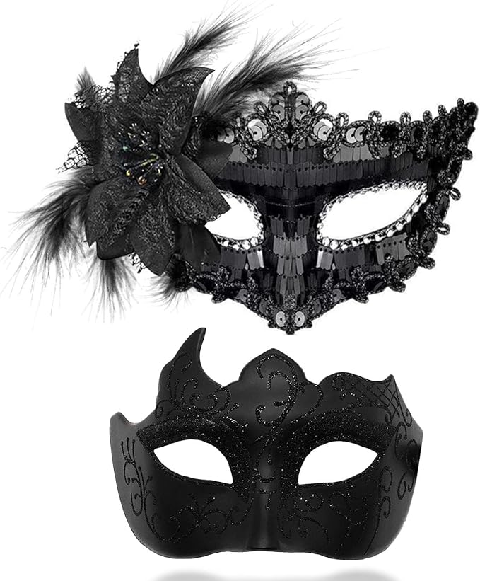 Ralleyfun Masquerade Masks for Women Men Couple Venetian Halloween Mask for Carnival Costume Party Prom Ball
