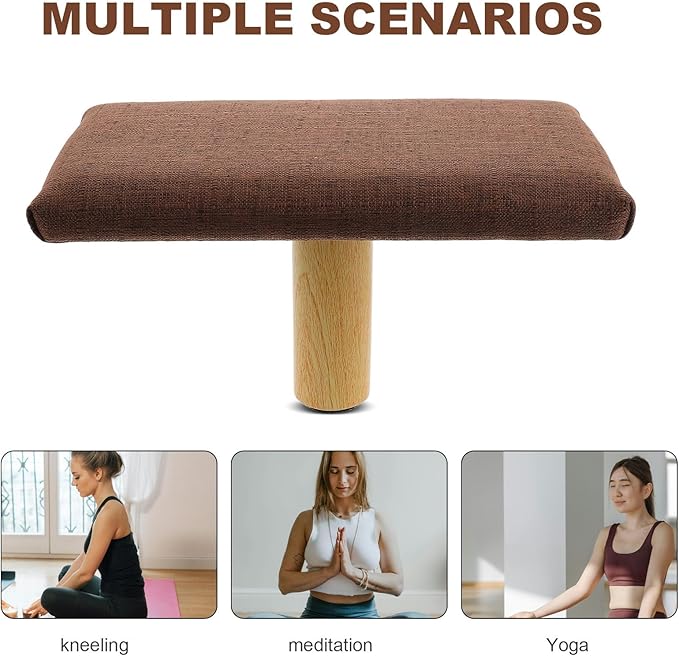 Ergonomic Portable Kneeling Stool with Soft Cushion Small Wooden Prayer Bench for Meditation and Balance Exercises Posture Support Seat for Adults