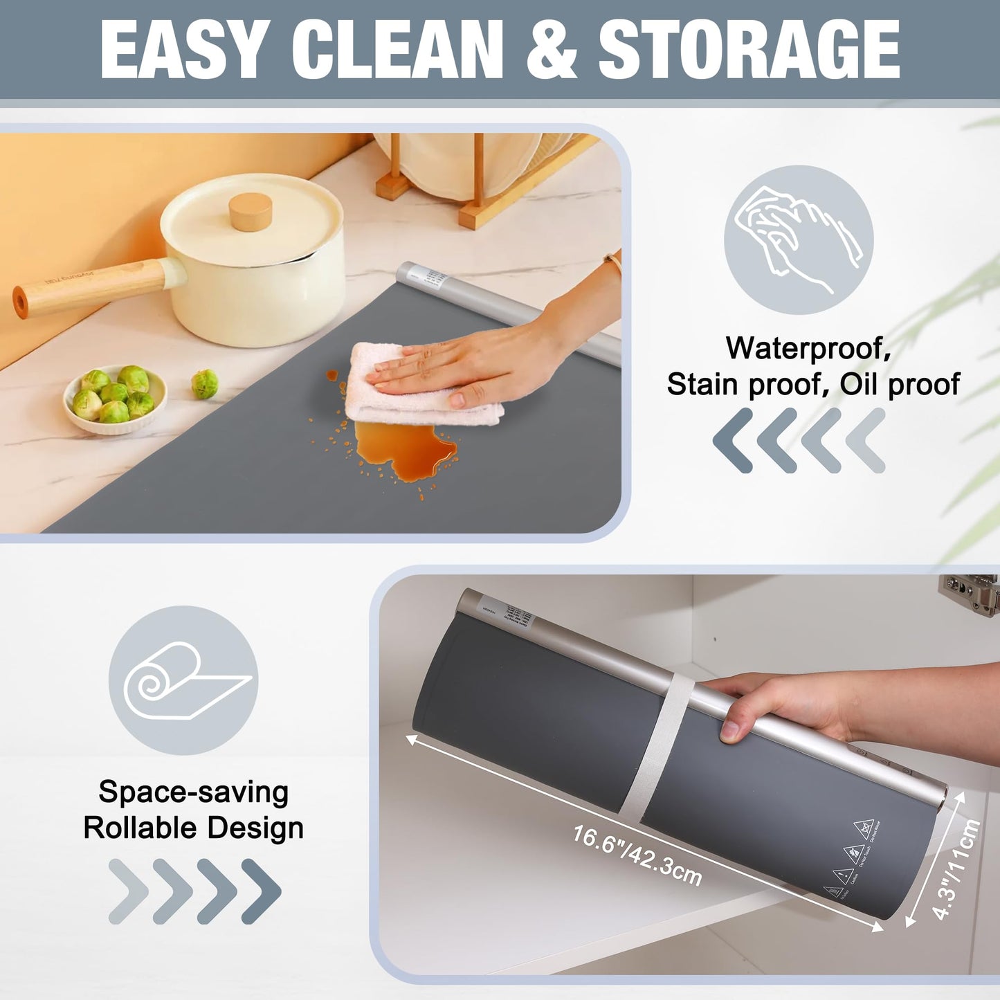 HAUSHOF Warming Mat for Food, Electric Extra Large Food Warming Mat for Countertop, Fast Heating Warming Tray for Buffets Party, 3 Level Temperature Heating Mat, Rollable, Portable, Auto Off
