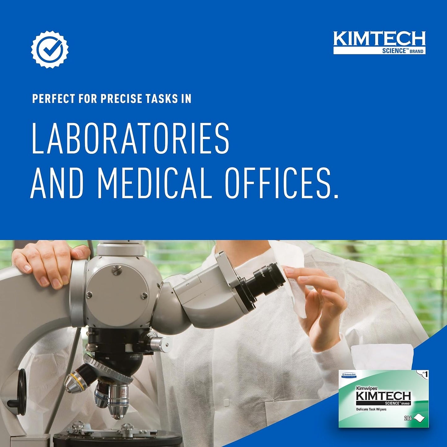 Kimtech Kimwipes, Delicate Task Wipers, 1-Ply, 4.4 x 8.4, Unscented, White, 286/Box