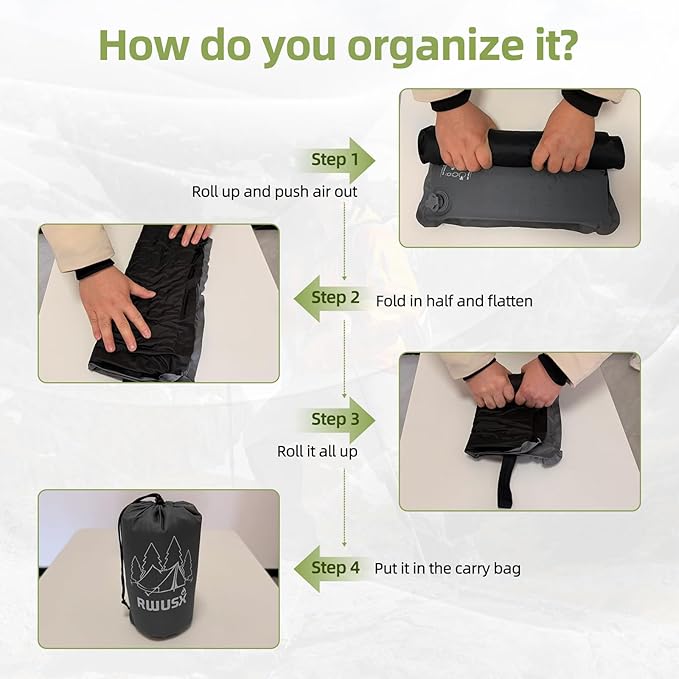 RWUSX Inflatable Stadium Seat Cushion, Portable Self Inflating Outdoor Seat Cushion for Stadium, Airplane, Travel, Camping, Car & Office