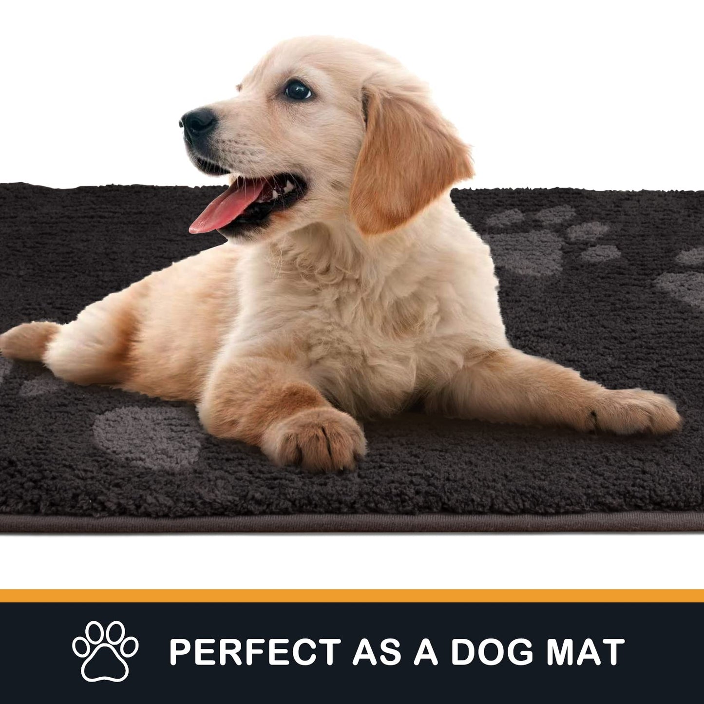 PURRUGS Dirt Trapper Door Mat 24" x 35.5", Non-Skid/Slip Machine Washable Microfiber Entrance Rug, Shoes Scraper, Dog Doormat, Super Absorbent Floor Mat for Muddy Wet Shoes and Paws, Charcoal
