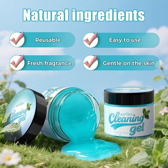 ASFSKY Car Cleaning Gel (Blue,Mint) Cleaning Putty Universal Dust Cleaning Car Interior Cleaner Keyboard Dust Remover Car Slime Gifts for Men Women Girl Christmas Stocking Stuffers（1 Pack）