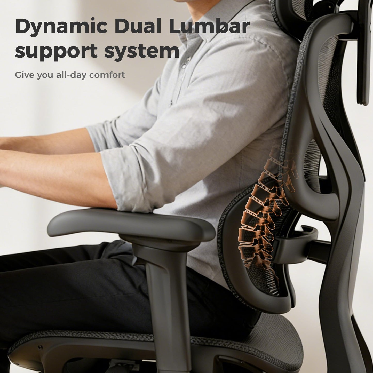 OTO Zenpex Ergonomic Mesh Office Chair, 1.96" Adjustable Seat Depth, Dynamic Lumbar Support, Extensible Footrest, Up to 300 lbs, 135° Recline Backrest for Home, Gaming & Executive Office