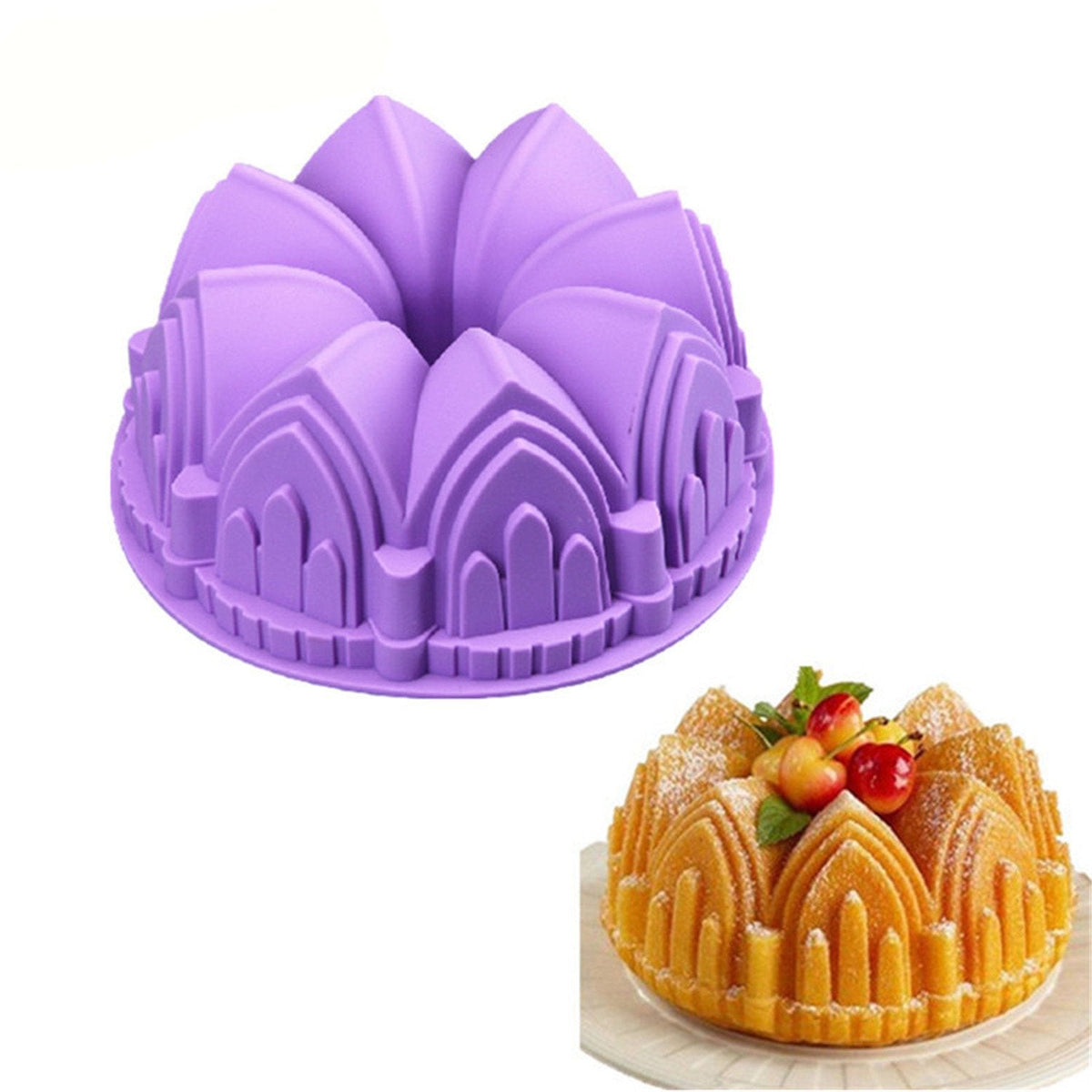 FantasyDay 8.6'' Crown Castle Cake Mold Silicone Baking Molds Party Cake Bakeware for Your Birthday Dessert, Cake, Bread, Tart, Pie, Flan and More #2