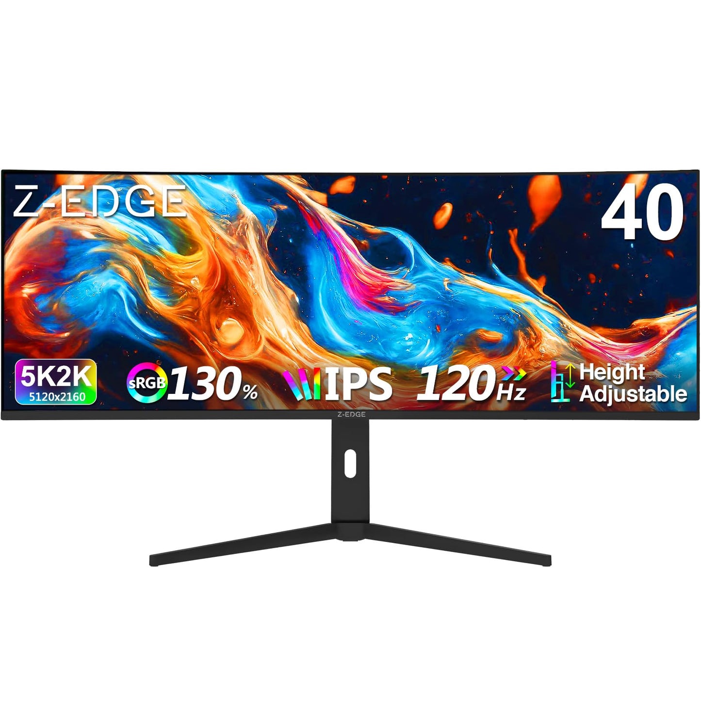 5K Monitor, Z-Edge 40 inch Ultrawide Curved Gaming Monitor, UHD 5120x2160 IPS Computer Monitor, 300 cd/m², 120Hz Refresh Rate, 1ms Response Time, UG40 2*HDMI(2.1) 2*DP(1.4) with Speakers