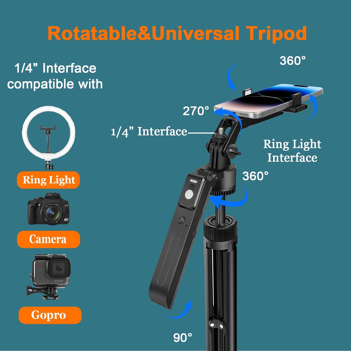 Litchitech 70.9    Auto Face Tracking Tripod For Iphone Anriod Phone,Vlogging Kit For Iphone,Content Creator Essentials,With Lig