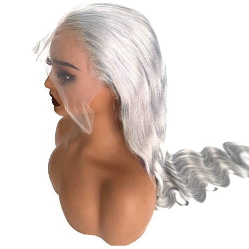 Ubetta Grey Lace Front Wig Human Hair Body Wave Silver Grey 13x6 Lace Front Wigs Human Hair, Glueless Gray Wig Human Hair Pre Plucked 20 Inch Body Wave Gray Wigs for Black Women 180% Density