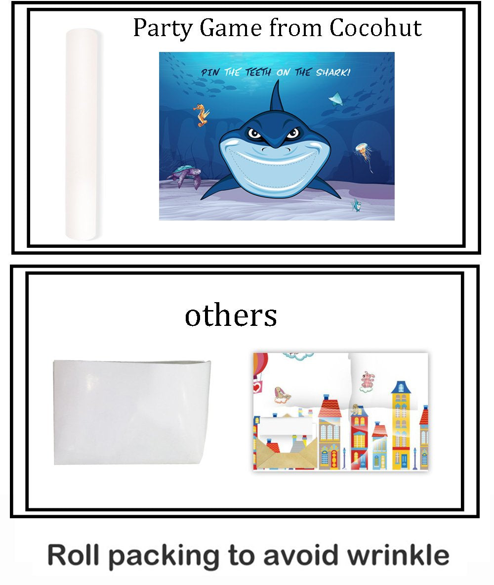 CocoHut Shark Party Supplies, Pin The Teeth on The Shark, Shark Party Games, 15PCS Teeth for Shark Theme Kids Under The Sea/Pool/Beach Birthday/Baby Shower Party Supplies Decorations