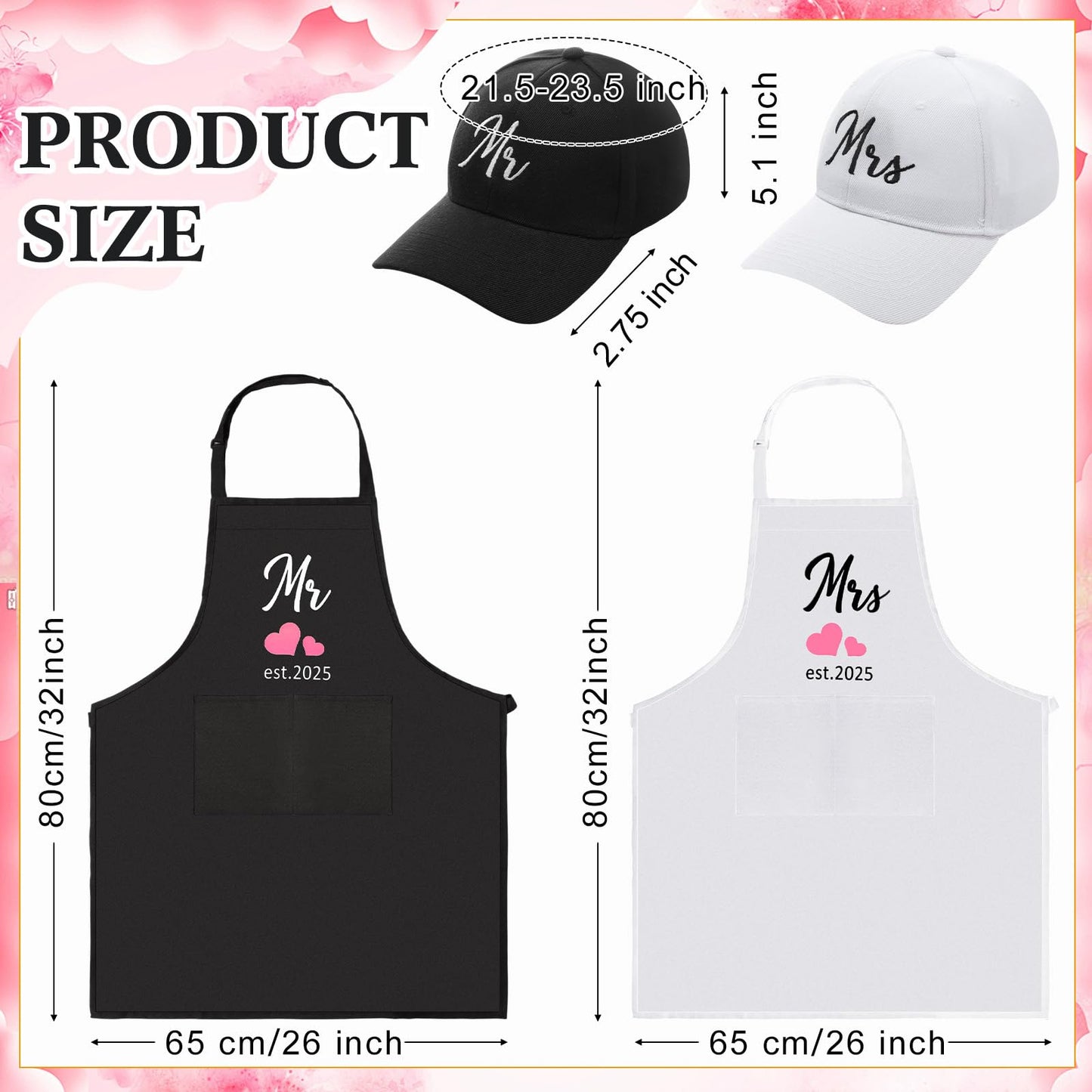 Singhoow 15 Pcs 2025 Wedding Gift Mr and Mrs Gifts for Couples Set, Mr and Mrs Aprons Wedding Honeymoon Bridal Shower Cooking Gifts Ideas for Bride Groom Engagement Anniversary Travel(Bride)