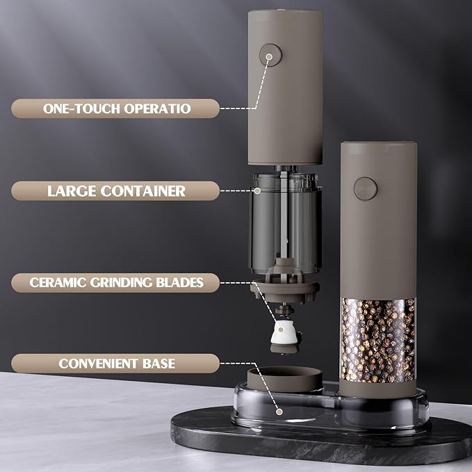 Electric Salt and Pepper Grinder Set Automatic Adjustable Coarseness Pepper Grinder Shakers Set Kitchen Products White Elephant Gift Anniversary Christmas Ideas Gifts for Men