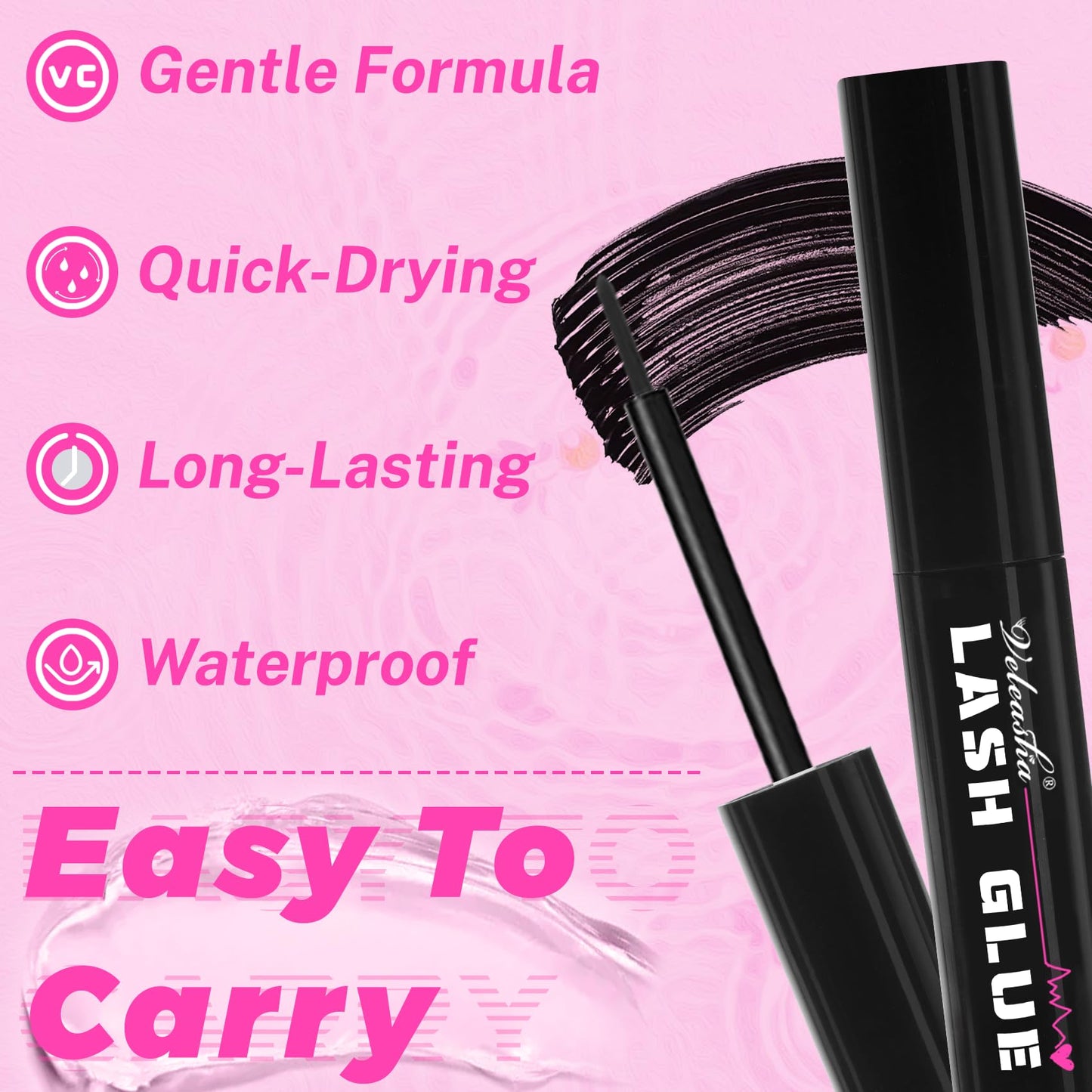 Veleasha Lash Glue Waterproof Fast Drying Eyelash Bond for False Eyelashes Long Lasting Non-Irritating Lash Adhesive with Brush