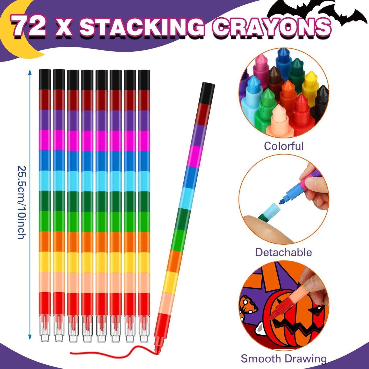 Fulmoon 144 Pcs Coloring Books with Crayons Include 72 Halloween Coloring Book 72 Stacking Crayons Mini Activity Books for Kids Party Favors Gifts Goodie Bags Stuffers School Classroom Travel