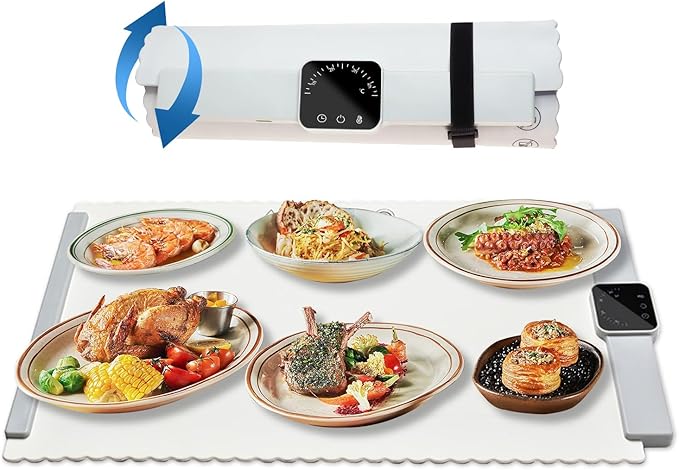 Electric Warming Tray with 5 Adjustable Temperature Control, Foldable and Portable Food Warmer for Parties, Holidays, Ente...