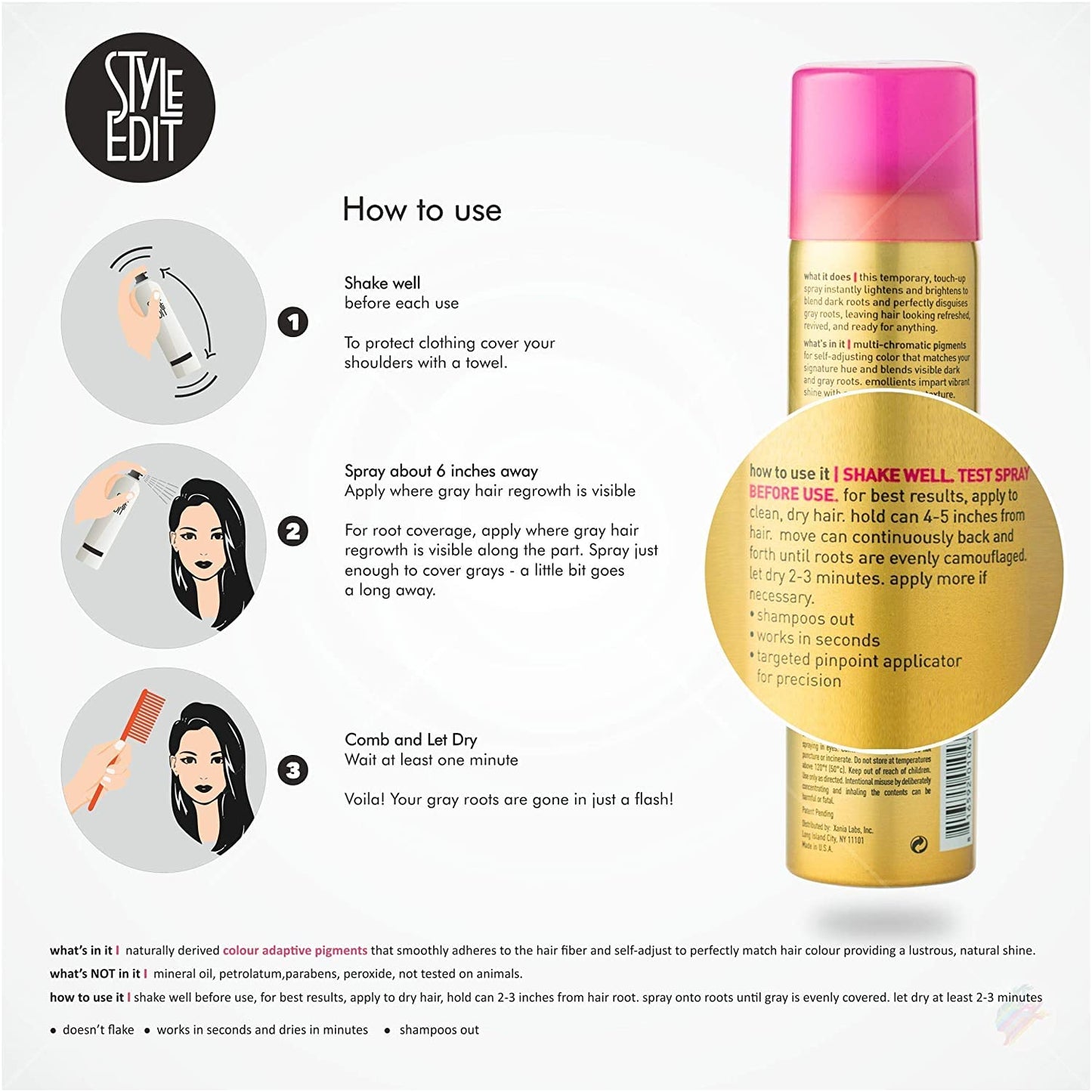 STYLE EDIT LIGHT BLONDE Root Concealer Touch Up Spray | Instantly Covers Grey Roots | Professional Salon Quality Cover Up Hair P