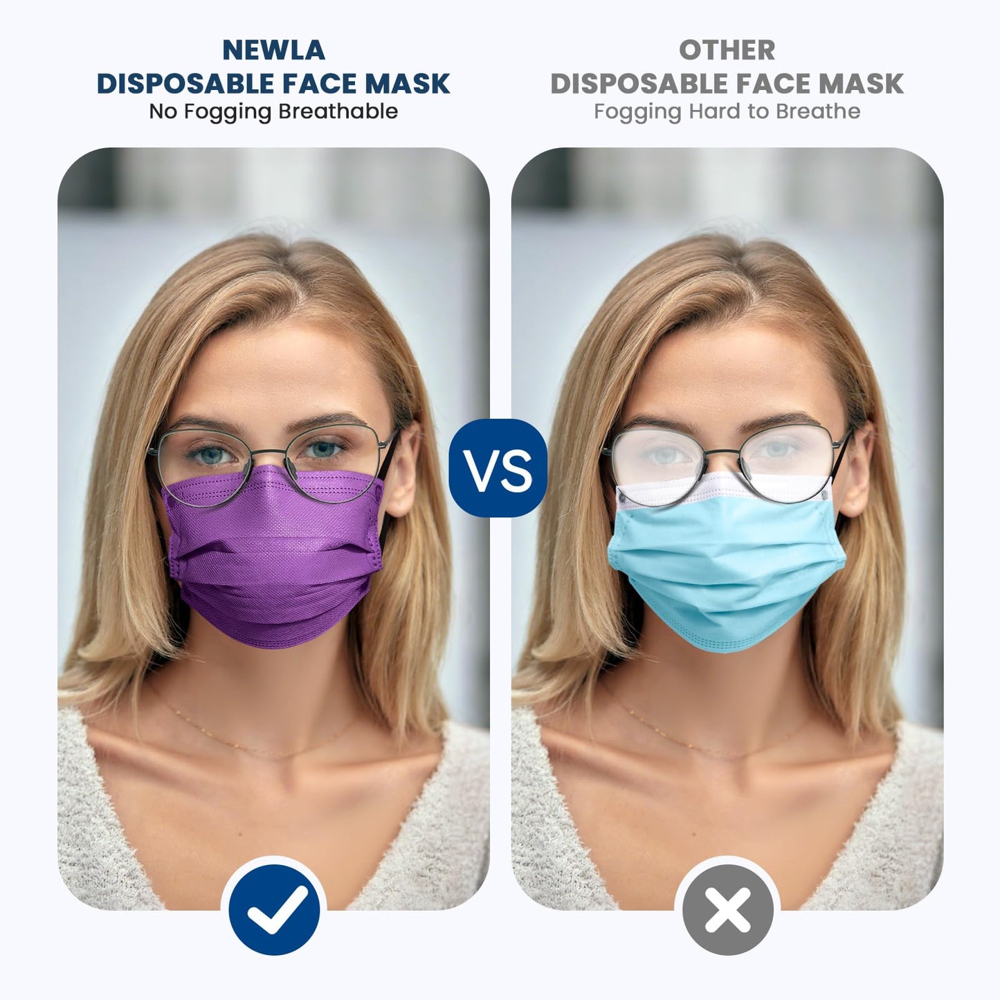 Disposable Face Mask for Adults - 4 Ply Protection, Individually Wrapped 50 Pack, 10 Colors, Breathable Comfortable & Safe