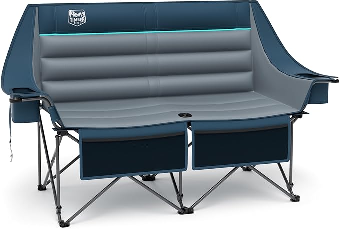 Timber Ridge Double Camping Chair, Heavy Duty Outdoor Folding Camp Couch, Loveseat Camping Chairs Perfect for Campsites, P...
