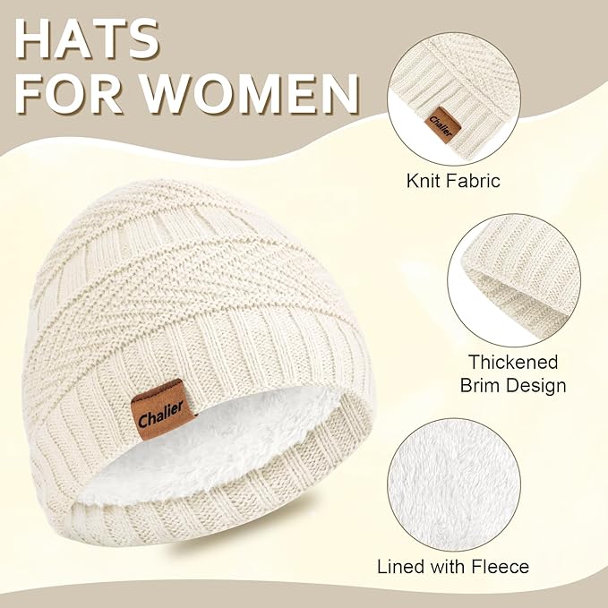 Winter Hats for Women Beanie Hat Warm Thick Knit Skull Cap Hat and Scarf Gloves Sets