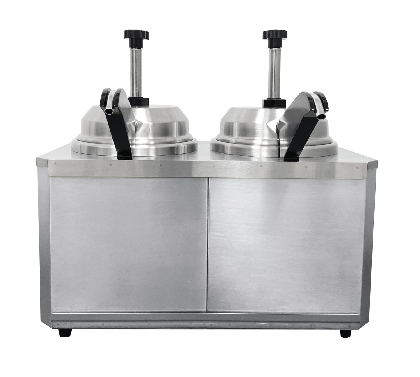 Kratos Commercial Hot Topping Dispenser with 2-Heated Spout and Pump for Cheese, Hot Fudge, Caramel, 3.5 Quart Capacity Stainless Steel, Accepts #10 Cans. 120V, 1100 Watts (29M-042)
